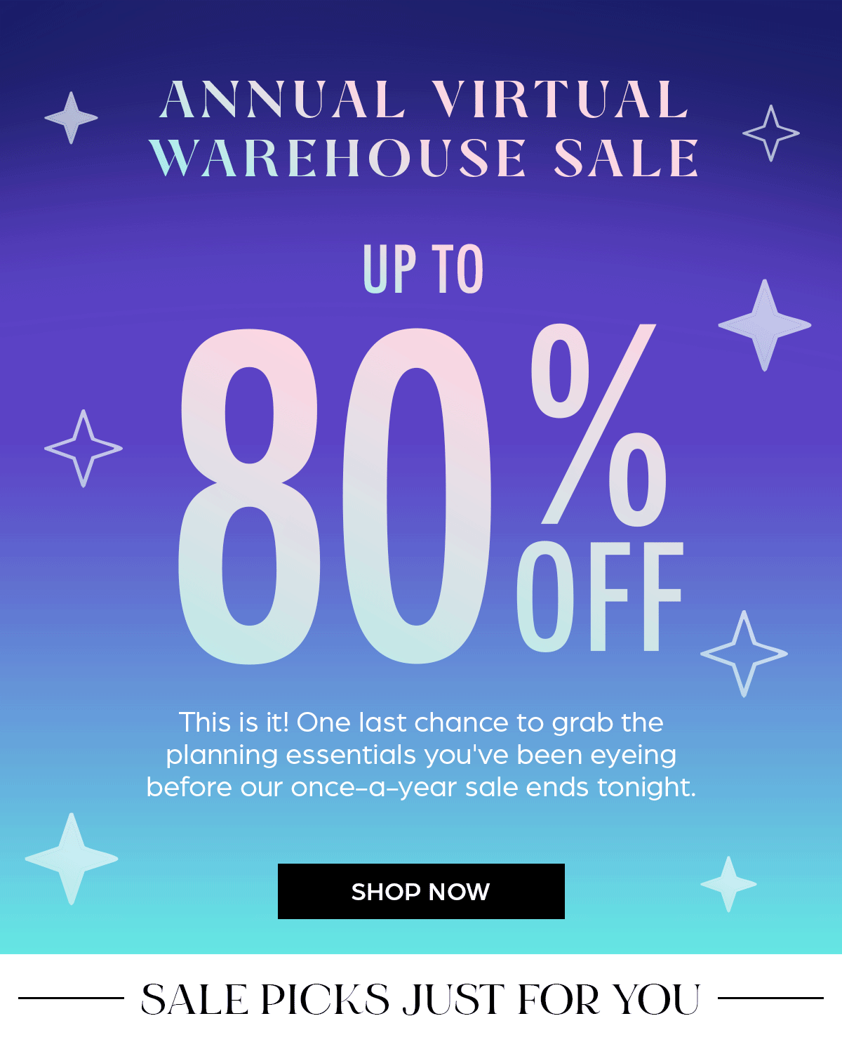 Annual Virtual Warehouse Sale - Up to 80% OFF