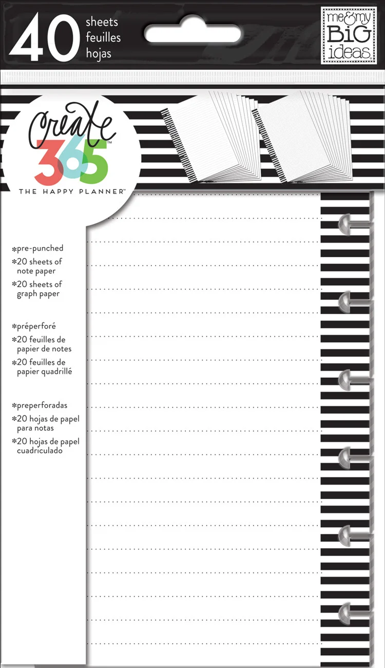 Image of Note & Graph Paper - B&W stripes - Mini
