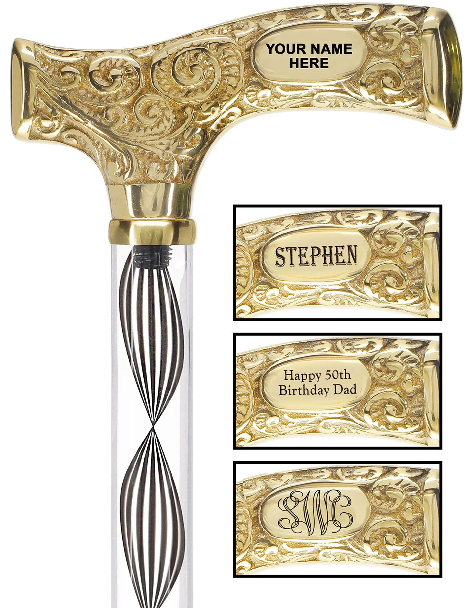 Image of Make It Yours: Invisible Clear Shaft w/ Premium Brass Cane