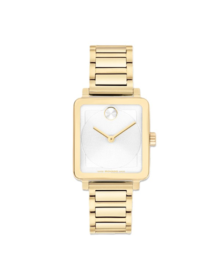 Movado Ladies' Evolution 2.0 Square Yellow IP White Textured Dial Bracelet 28x26mm Watch 3601165