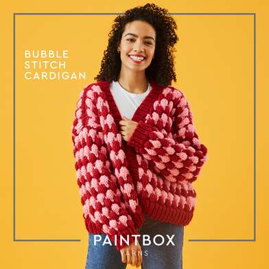 Bubble Stitch Knit Cardigan in Paintbox Yarns Simply Super Chunky