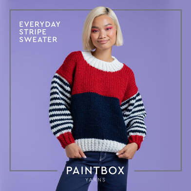 Everyday Stripe Knit Sweater in Paintbox Yarns Wool Blend Super Chunky