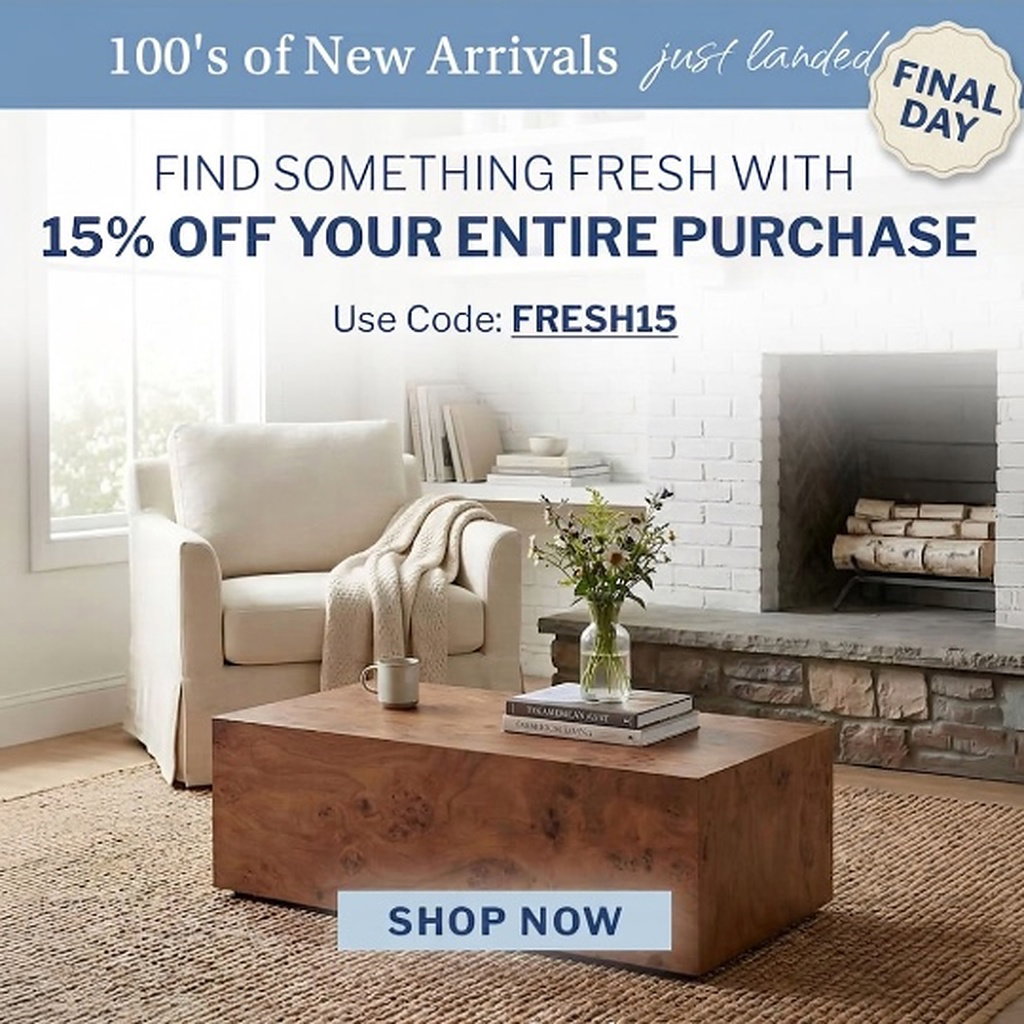 final day 15% off entire order