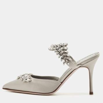 Grey Satin Crystal Embellished