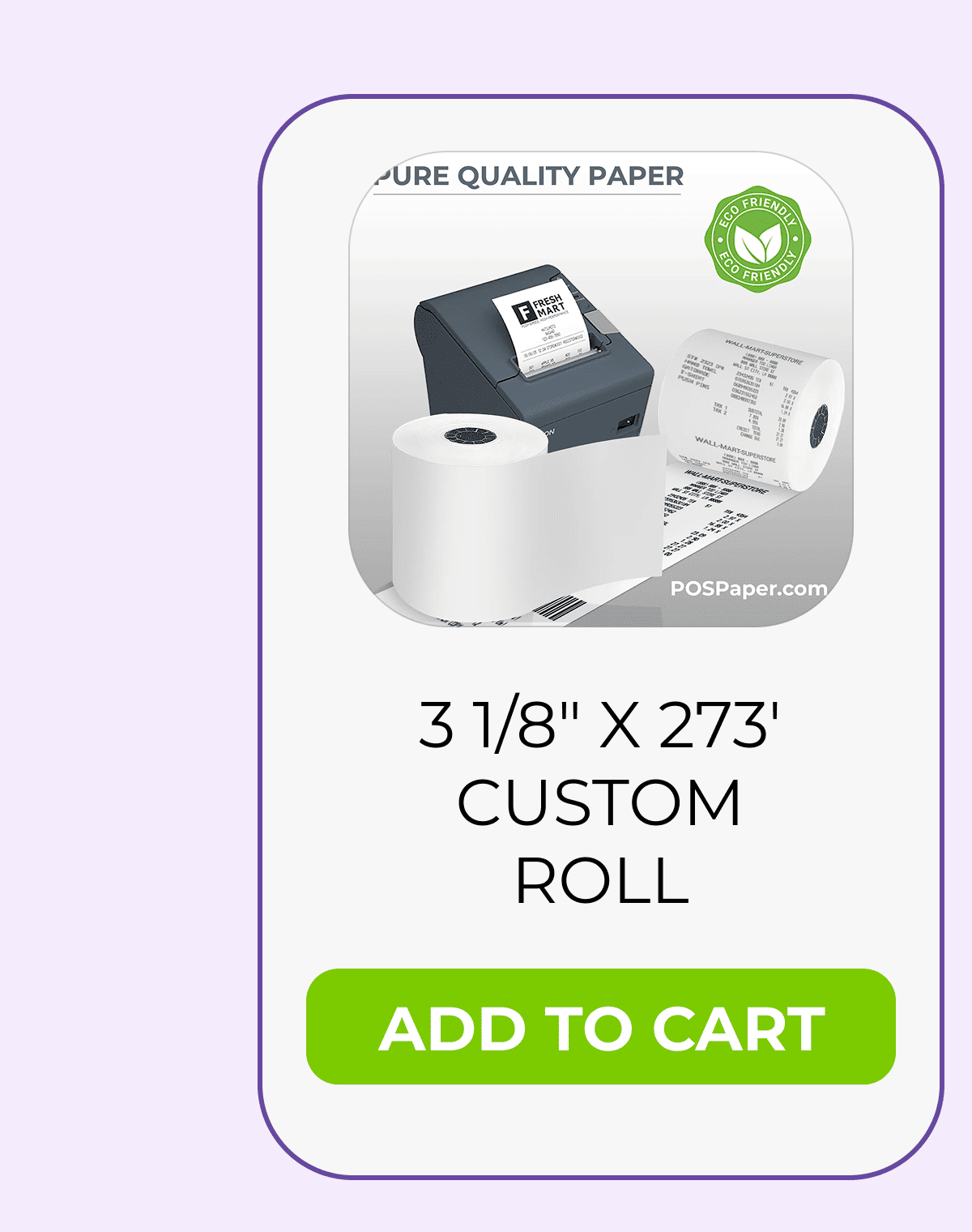 3 1/8" x 273' Custom Printed Thermal Paper