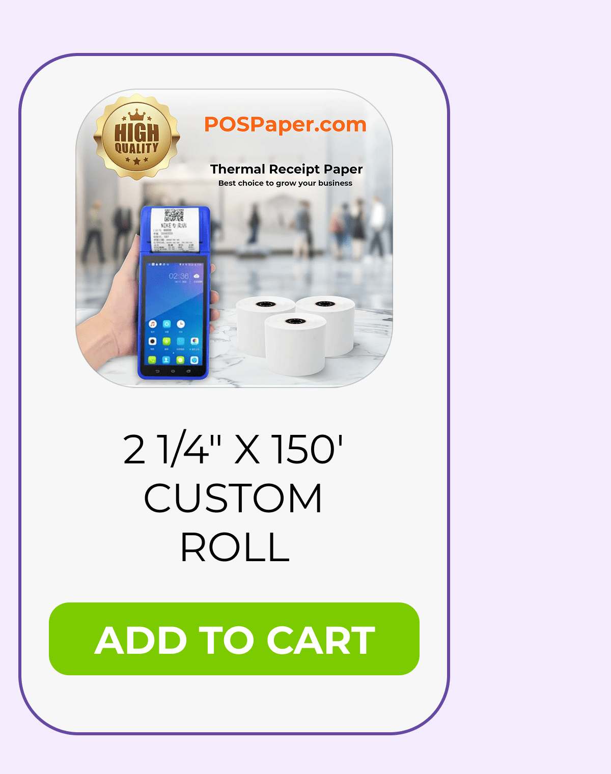 2 1/4" x 150' Custom Printed Thermal Paper