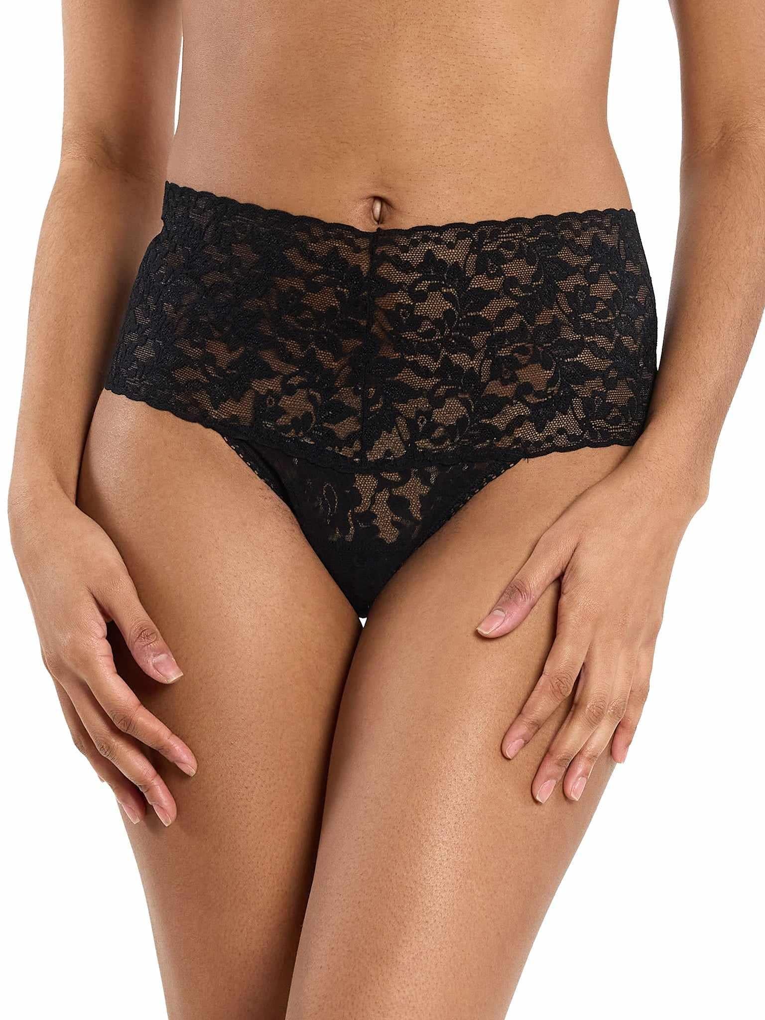 Image of Retro Lace Thong Black