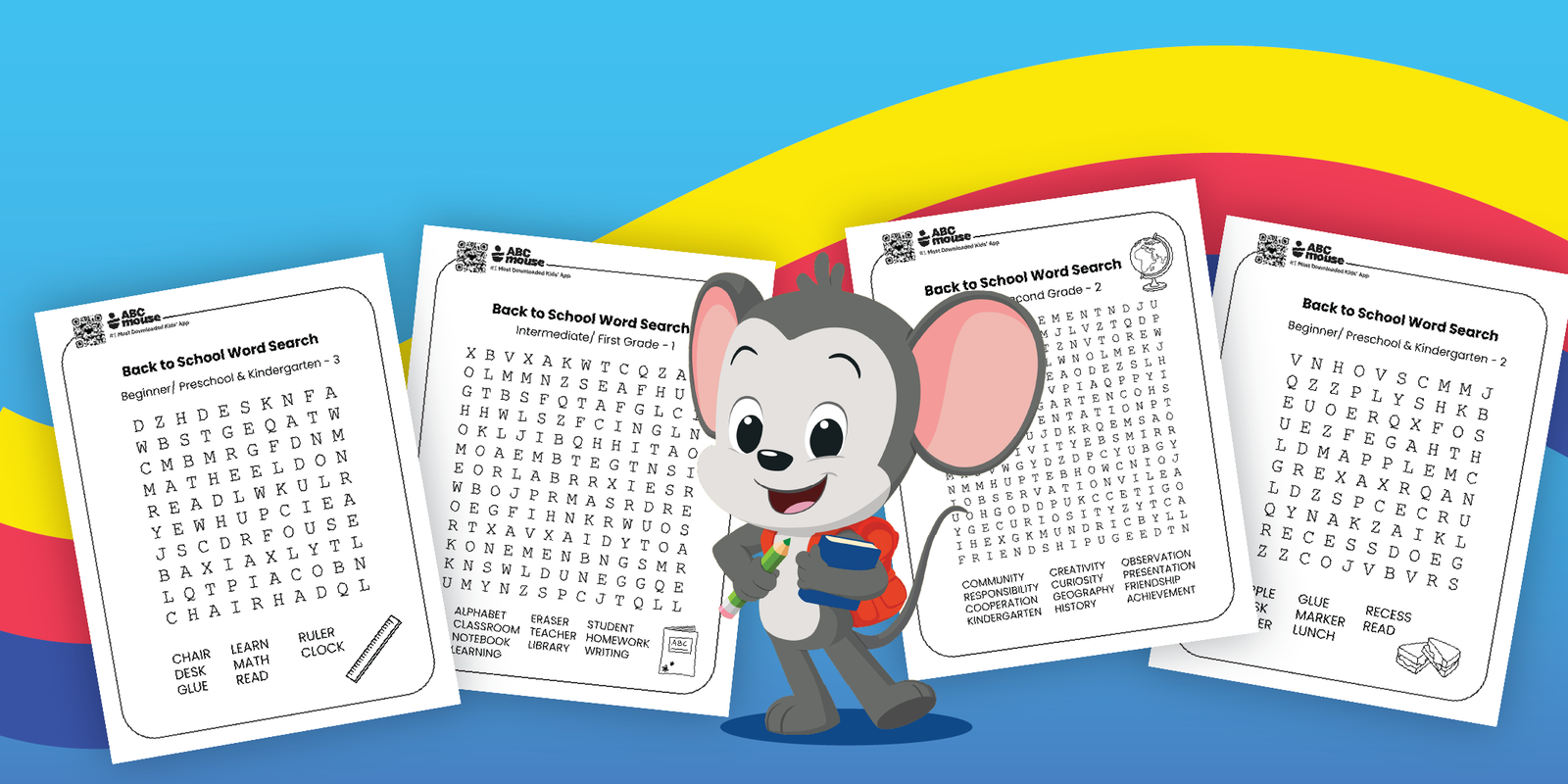 ABC with 4 word search worksheets