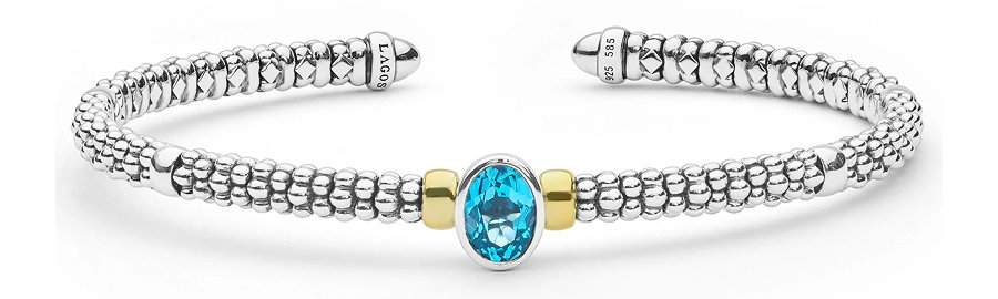 Signature Caviar Blue Topaz Oval Bracelet