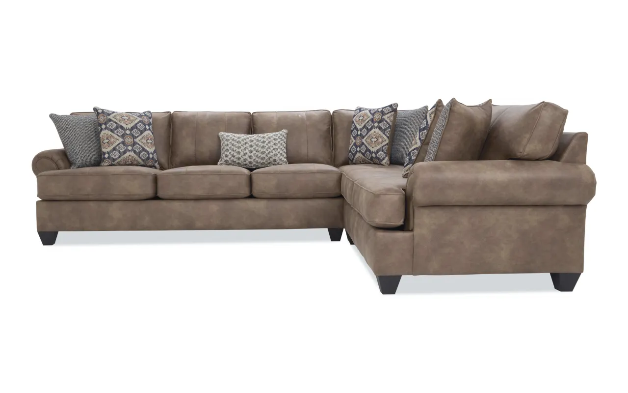 Raleigh Cognac 108'' 3 Piece Right Arm Facing Sectional