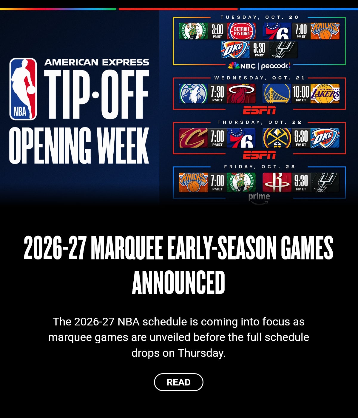 2026-27 marquee early-season games announced