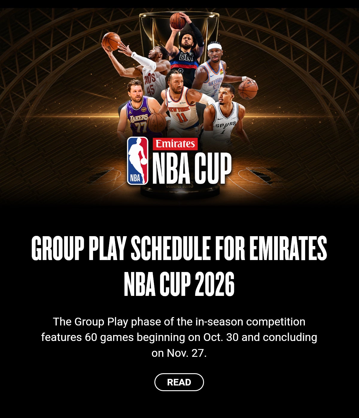 Group Play schedule for Emirates NBA Cup 2026