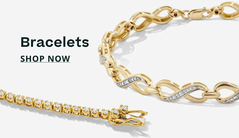 Gold tennis bracelet & infinity-link chain woven with diamonds. Bracelets. Click here to shop now