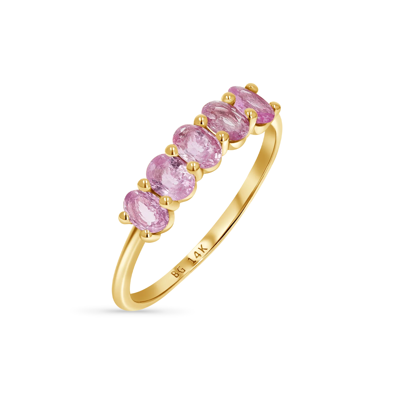 Image of Oval Pink Sapphire Five-Stone Ring