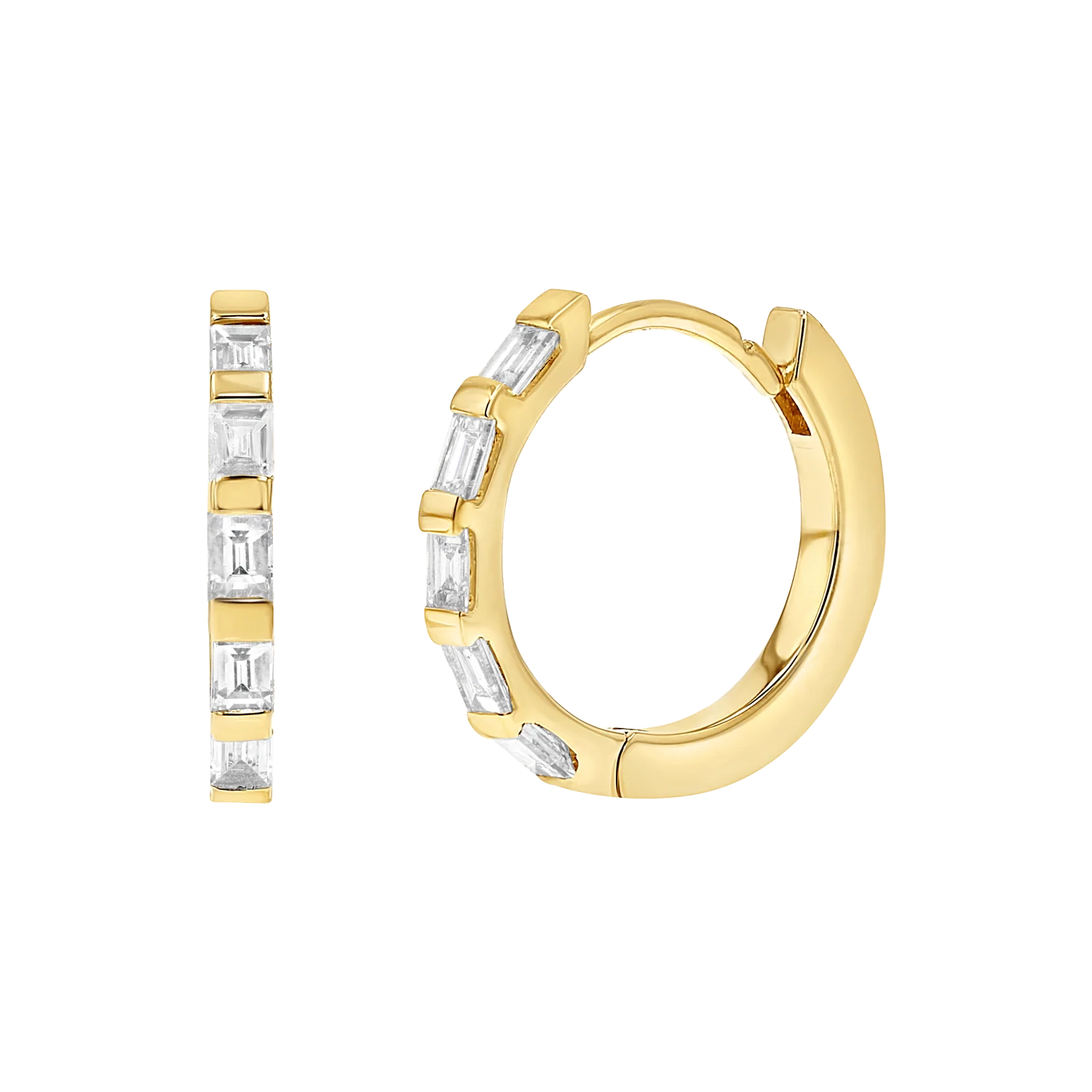 Image of Baguette Huggies Hoop Earrings