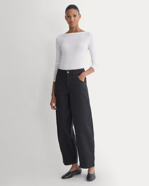 Image | Model | The Utility Twill Barrel Pant | Black