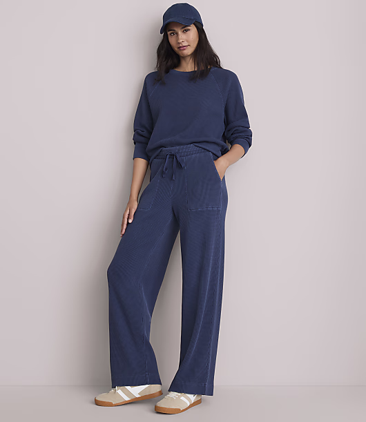 Lou & Grey Garment Dyed Waffle Wide Leg Pants