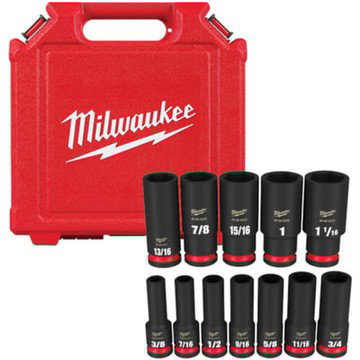Milwaukee SHOCKWAVE Impact Duty SAE 6-Point Socket Set, 1/2in. Drive, 12-Pc., Model# 49-66-7011