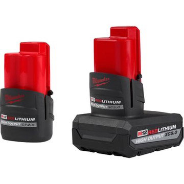 Milwaukee M12 REDLITHIUM HIGH OUTPUT XC5.0 and CP2.5 Battery Packs, 2-Pk., Model# 48-11-2452S