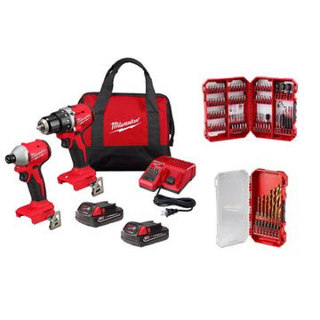 Milwaukee, M18 Compact Brushless 2 Tool Combo with Acessory Kits, Chuck Size 1/2 in, Drive Size 1/4 in, Tools Included (qty.) 2 Model# 3692-22CTSE24