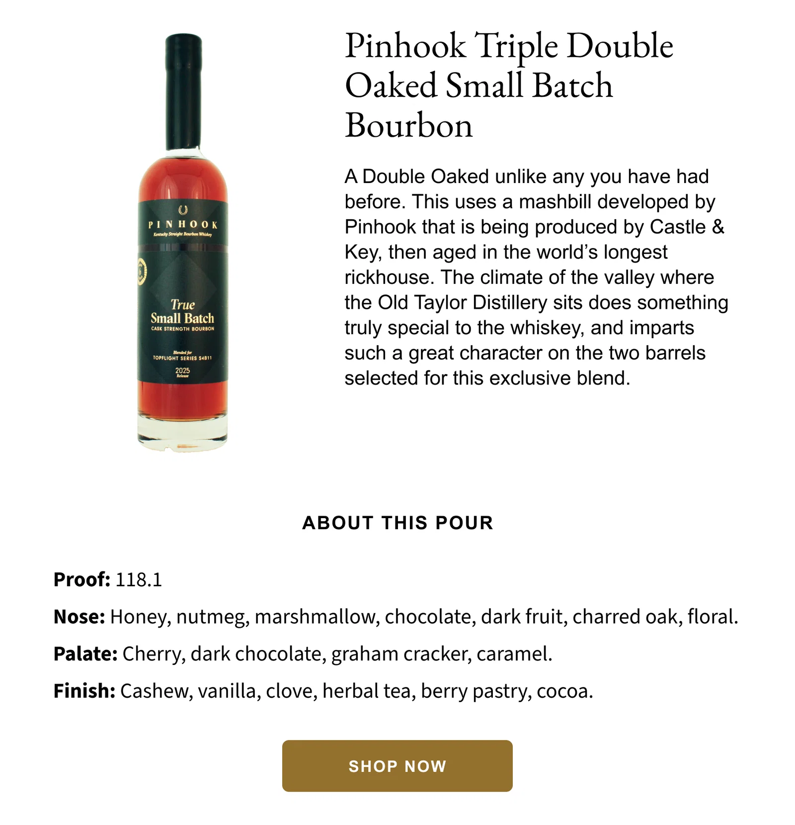 Pinhook Triple Double Oaked Small Batch Bourbon - About This Pour - Shop Now