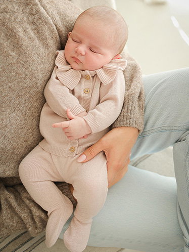 Customisable ENVIE DE FRAISE wool and cashmere newborn set - blush