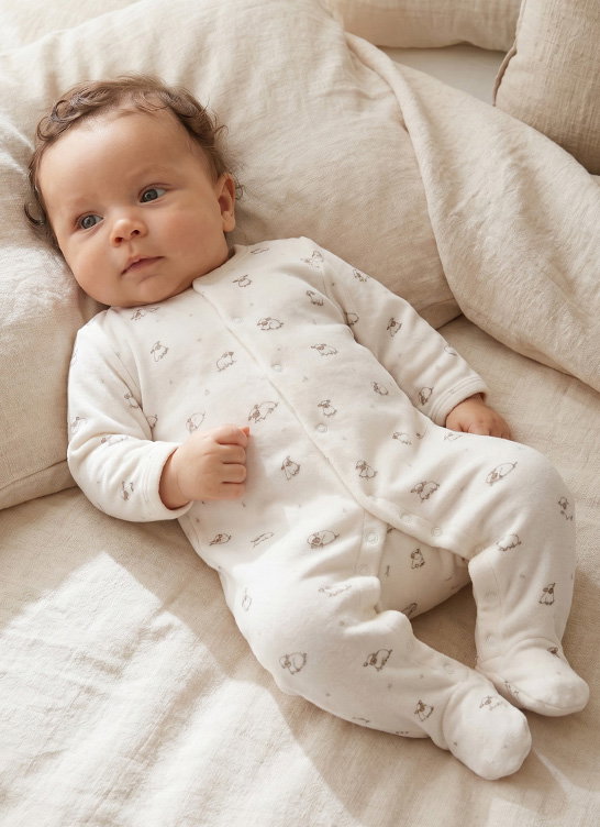 Pack of 2 baby sleepsuits with front opening - cappuccino