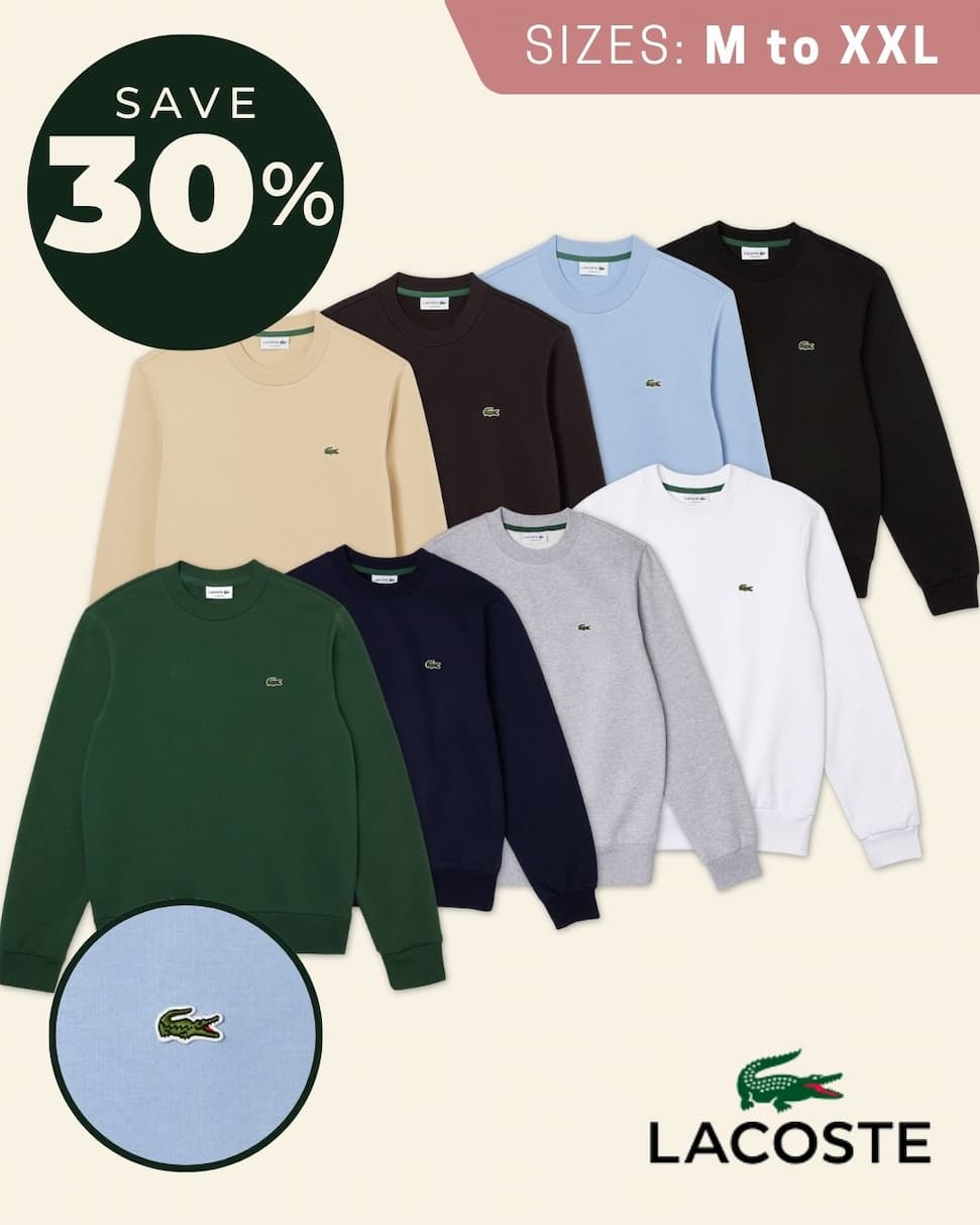Lacoste Mens 2026 SH9608 Organic Brushed Cotton Fleece Sweater