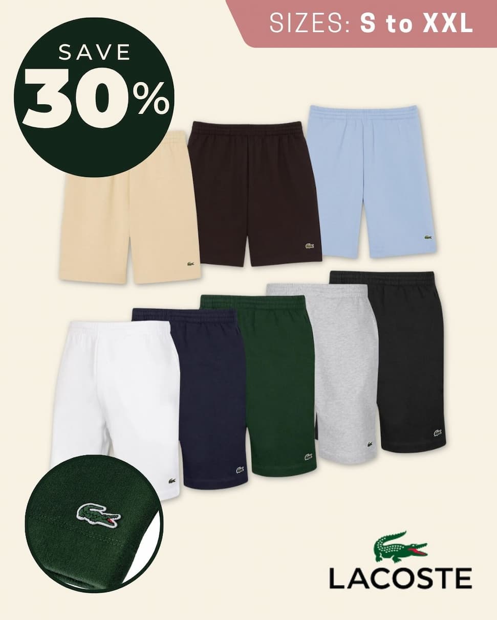 Lacoste Mens 2026 Drawcord Sustainable Brushed Fleece Golf Shorts