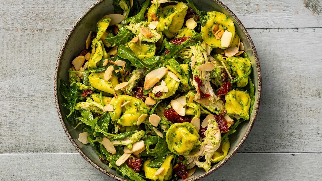 Chicken and Tortellini Salad with Arugula Pesto