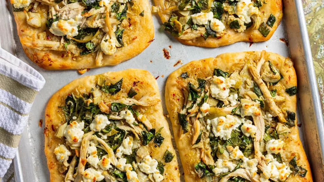 Chicken, Artichoke, and Goat Cheese Flatbreads