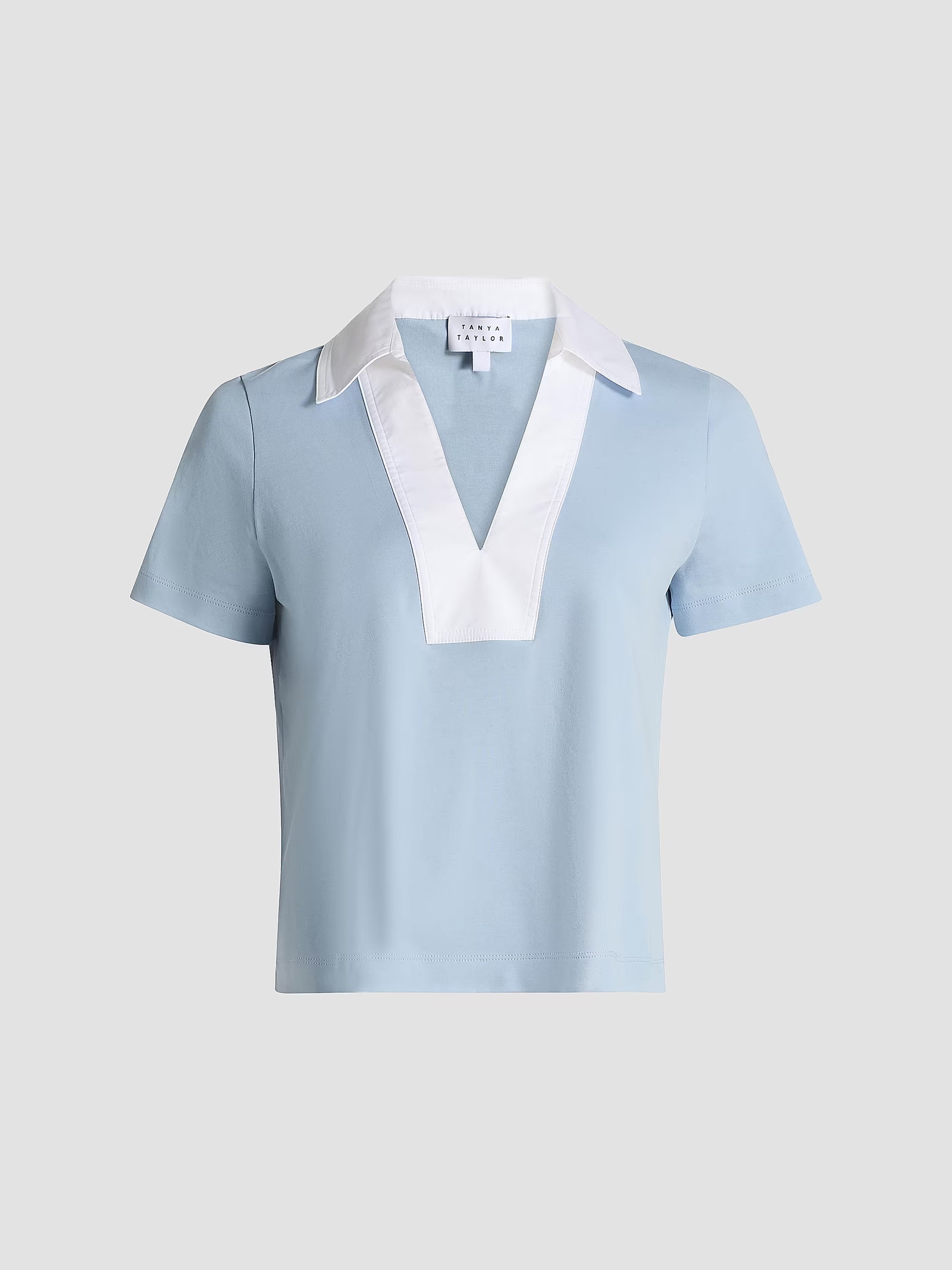 Tanya Taylor Melanie Johnny Collar Cotton Short-Sleeve Top