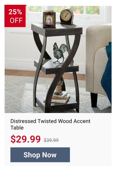 Distressed Twisted Wood Accent Table