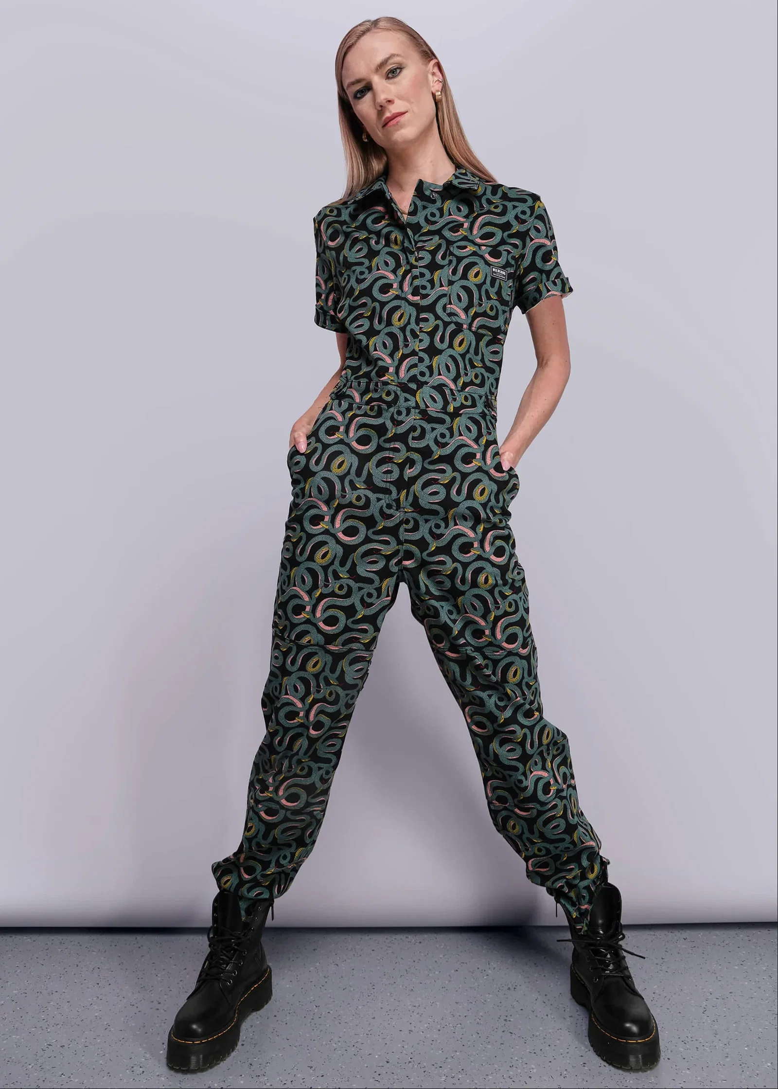 Image of THE ESSENTIAL HIGH WAISTED COVERALL - SERPENTINE BLACK