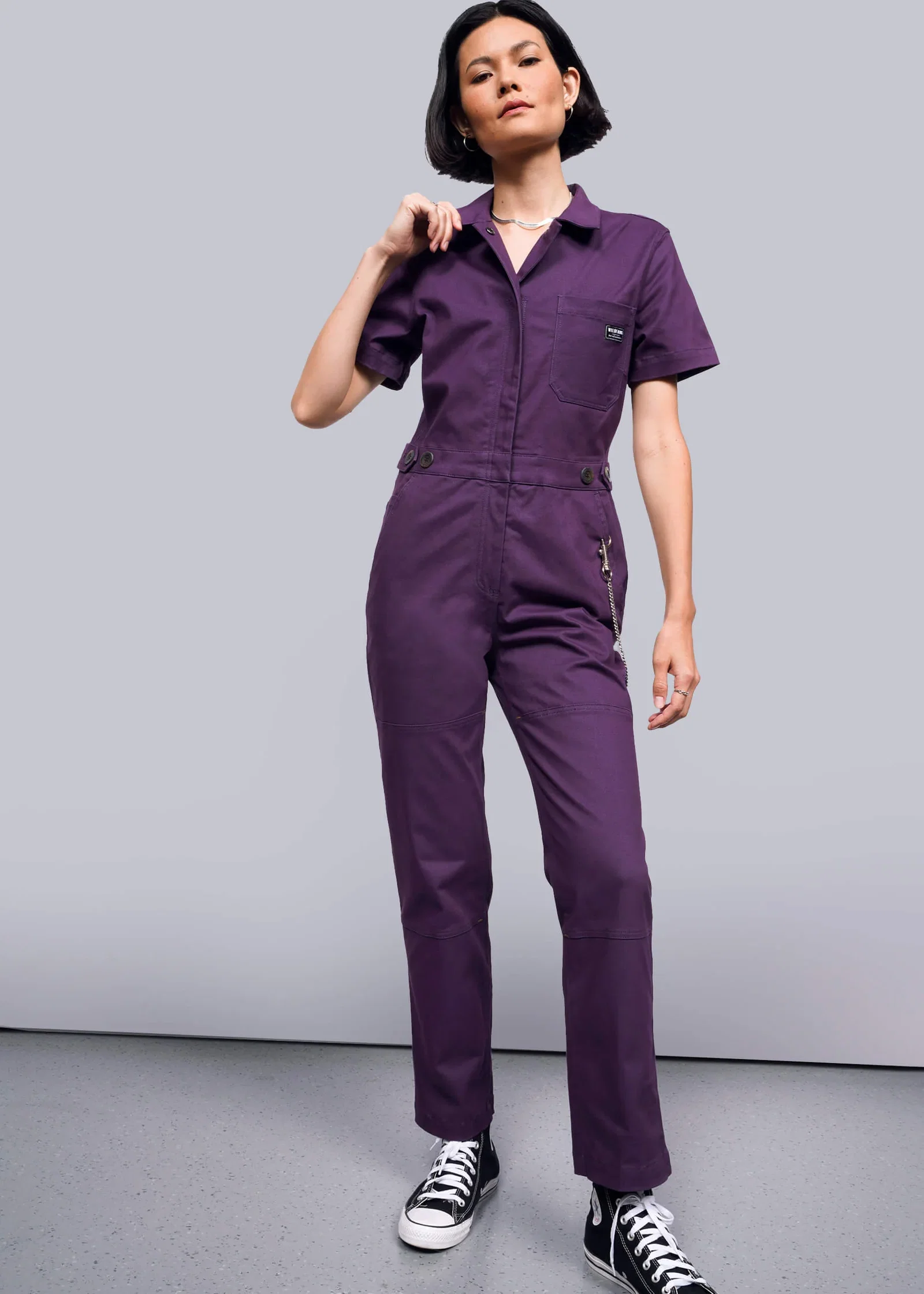 Image of THE ESSENTIAL HIGH WAISTED COVERALL - PLUM