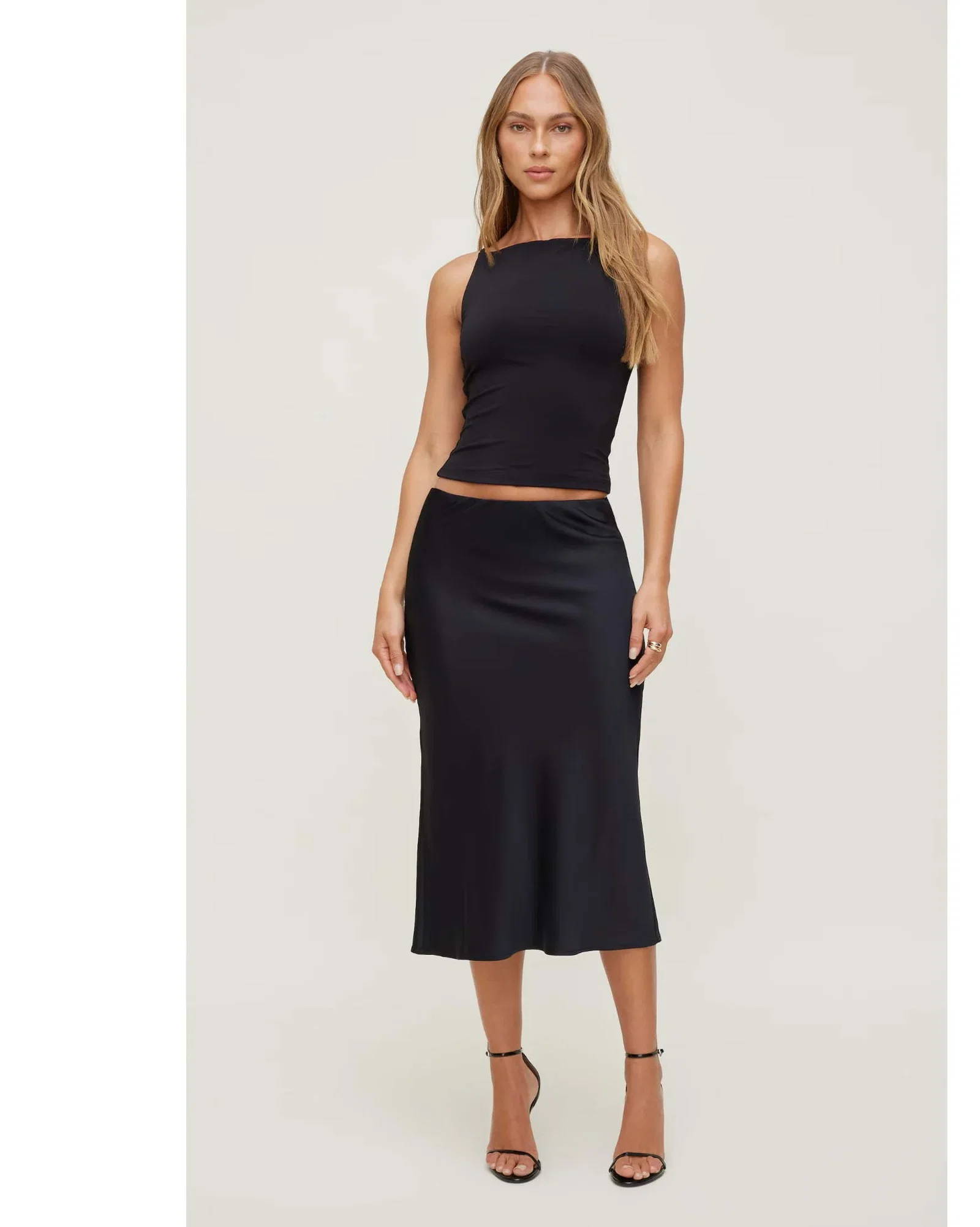 Delila Satin Midi Skirt