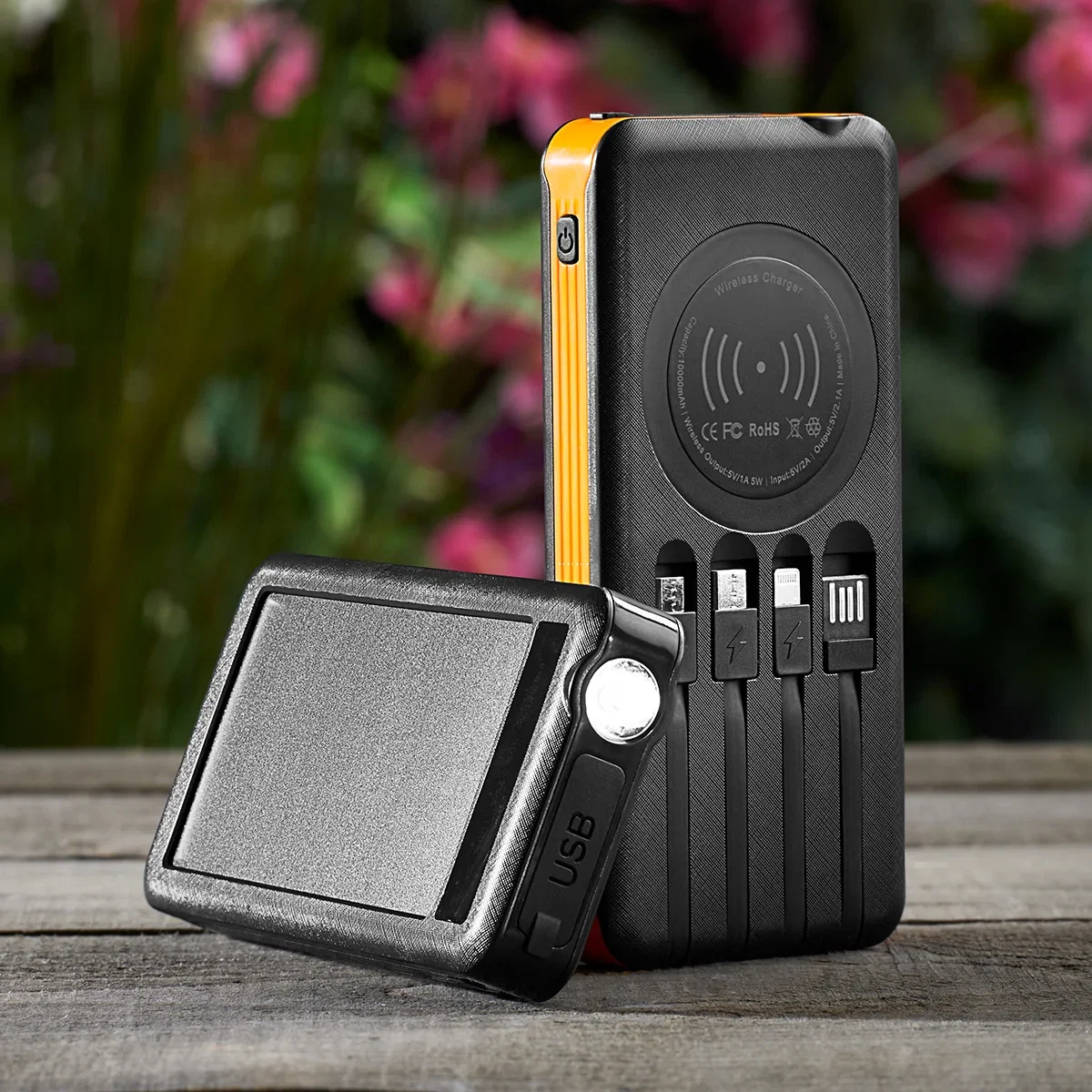 Image of 10000mAh Solar Power Bank with Wireless Charging