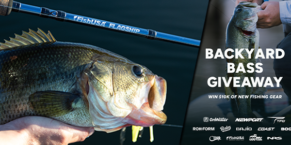 An image of a bass along with text that reads "Backyard Bass Giveaway"