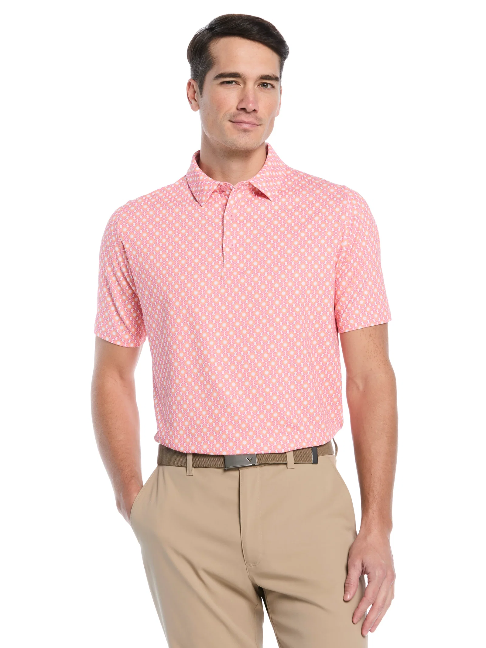 Mens Ombre Chevron Geo Print Golf Polo