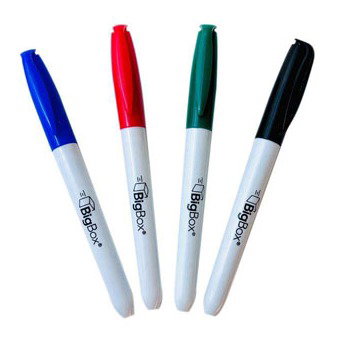 BigBox Dry Erase Markers - 4 Pack, Assorted, Fine Tip