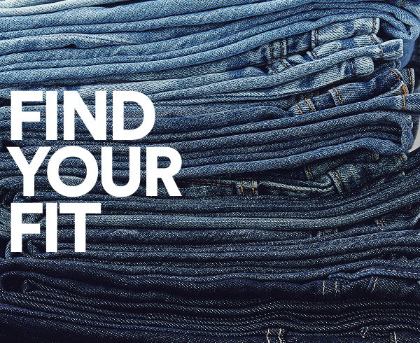 Find Your Fit - stacked jeans in various shades