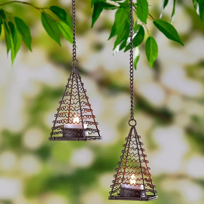 Image of Elegant Solar Tea Light Danglers Set of 2