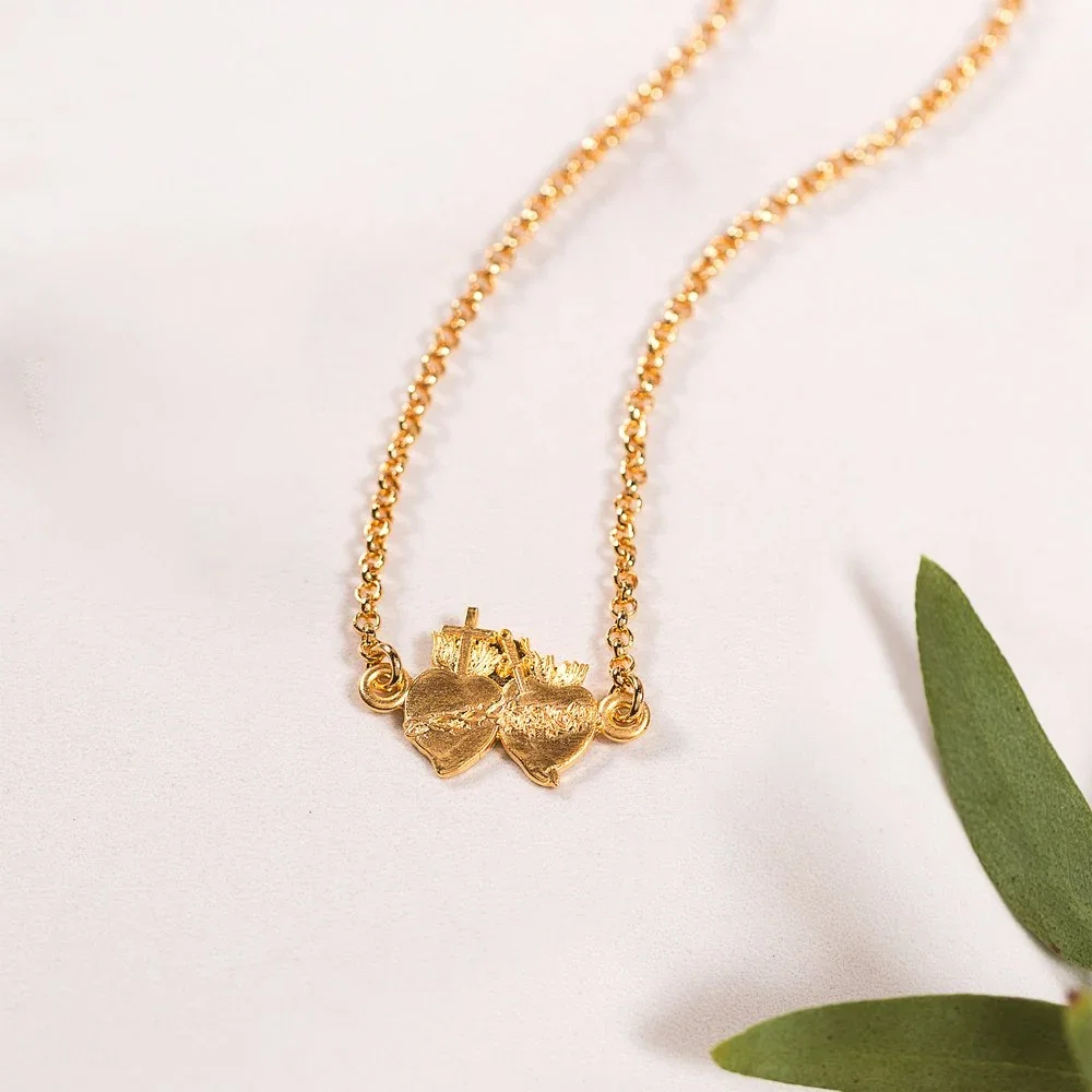 Two Hearts Delicate Necklace - Gold or Silver