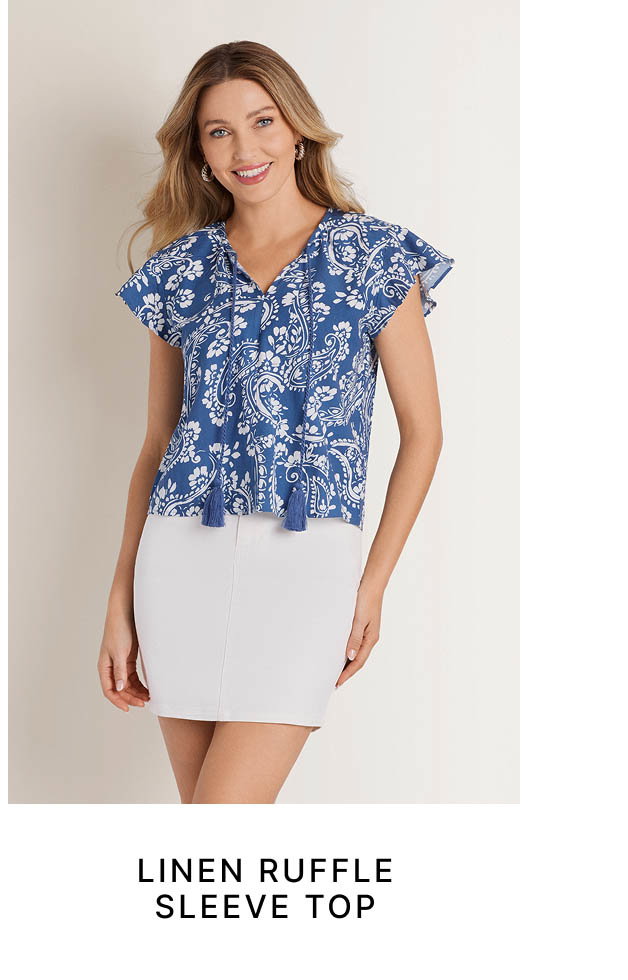 Linen Ruffle Sleeve Top