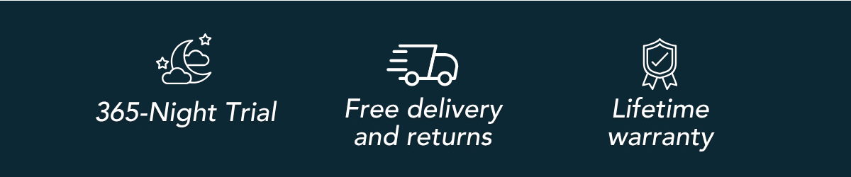 365-Night Trial | Free delivery and returns | Lifetime warranty 
