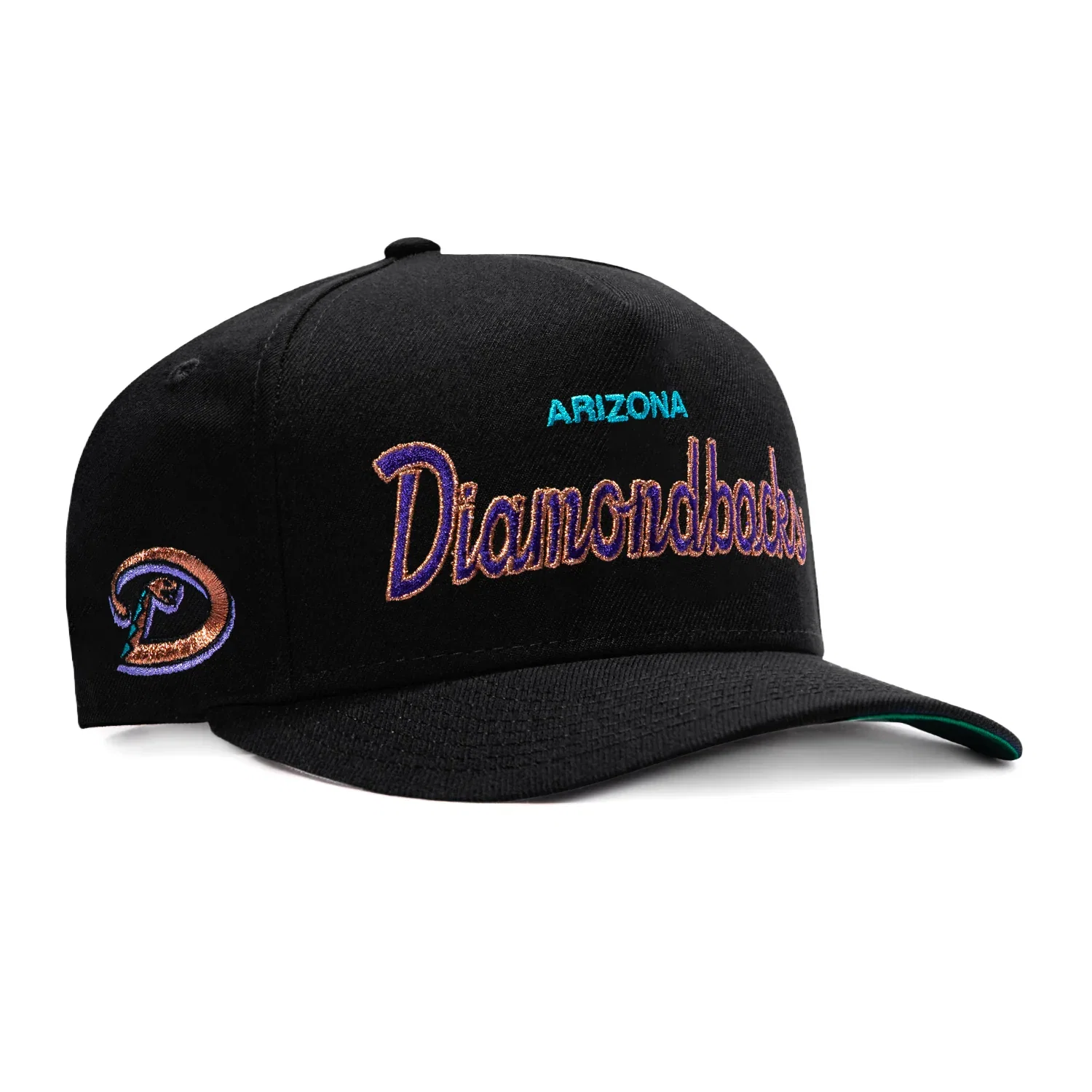 Image of New Era 9Fifty A-Frame Arizona Diamondbacks Logo Patch Script Snapback Hat - Black