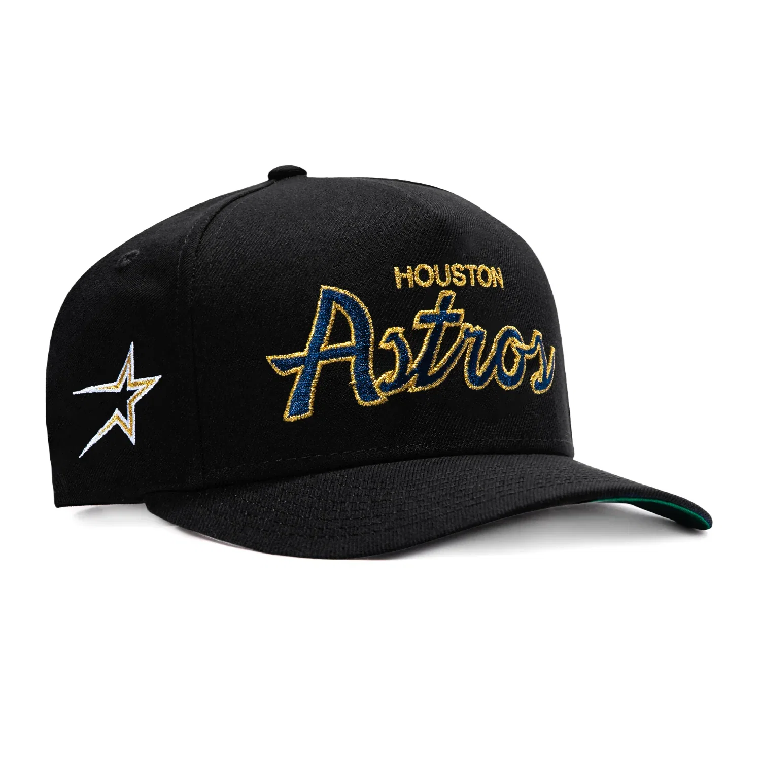 Image of New Era 9Fifty A-Frame Houston Astros Logo Patch Script Snapback Hat - Black
