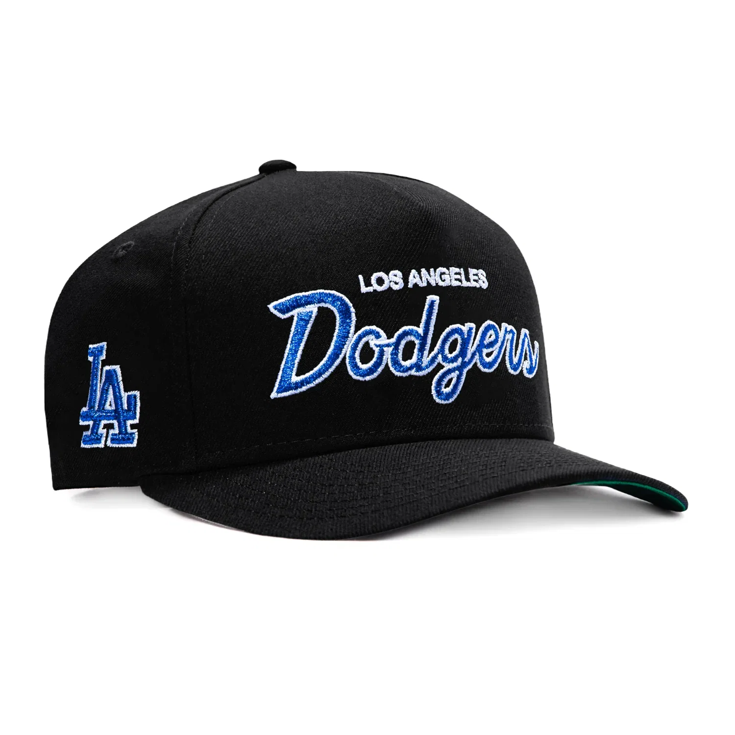 Image of New Era 9Fifty A-Frame Los Angeles Dodgers Logo Patch Script Snapback Hat - Black