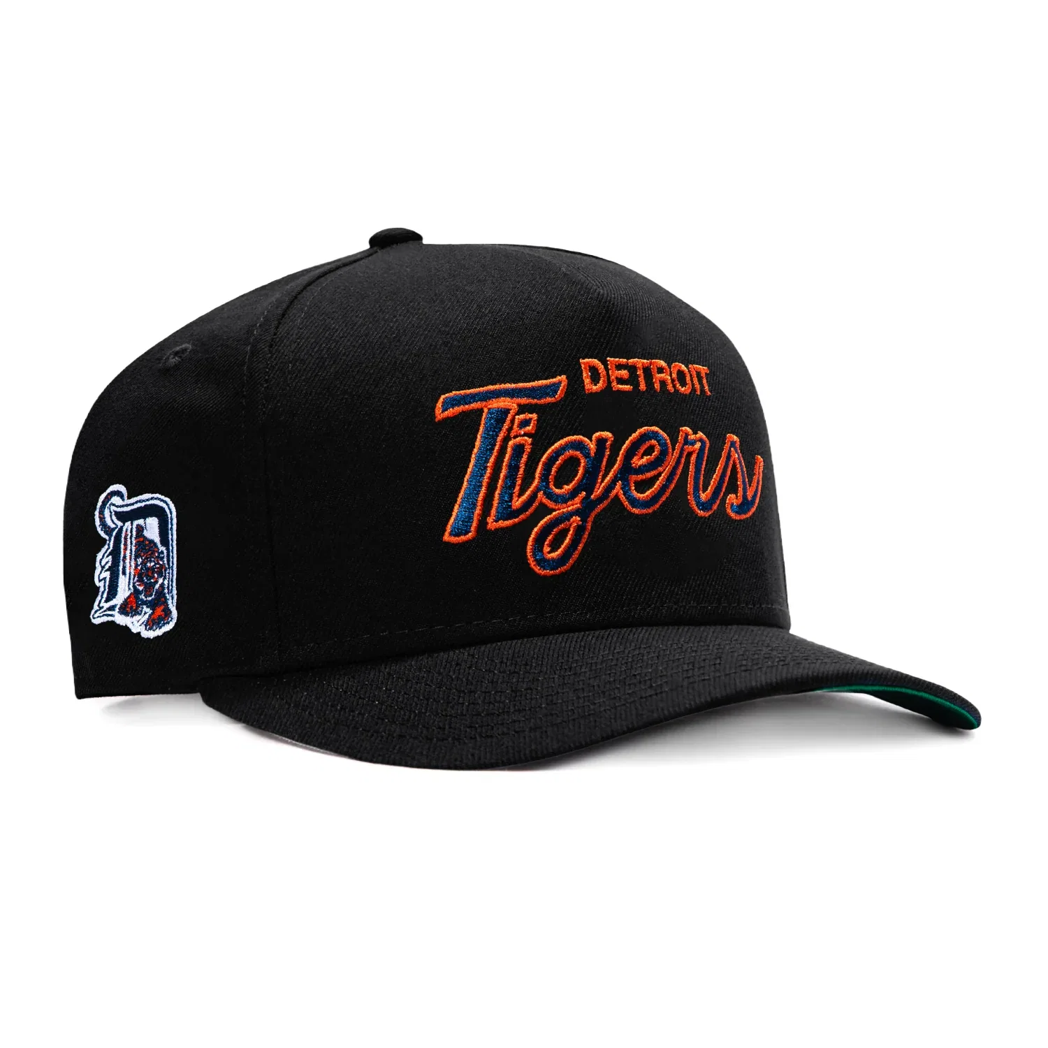 Image of New Era 9Fifty A-Frame Detroit Tigers Logo Patch Script Snapback Hat - Black