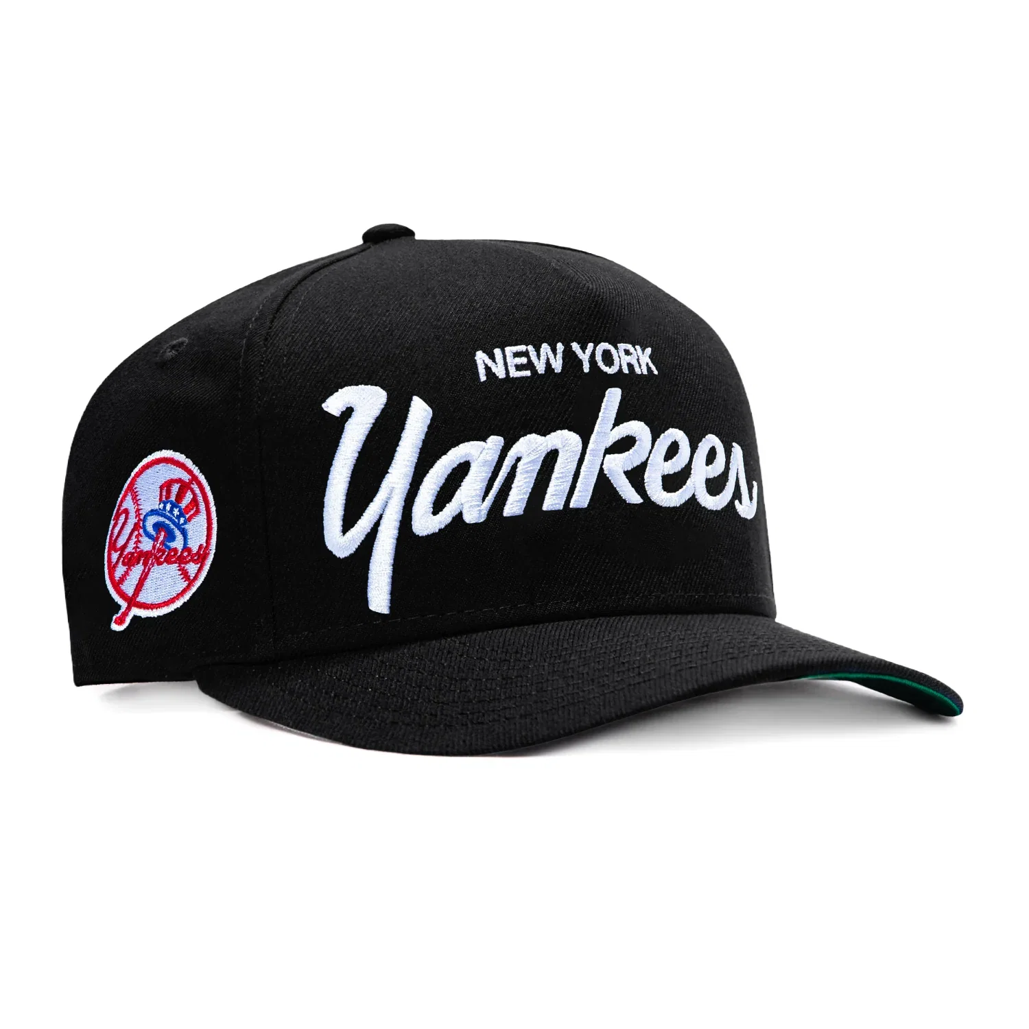 Image of New Era 9Fifty A-Frame New York Yankees Logo Patch Script Snapback Hat - Black